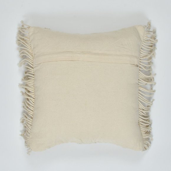 Macrame Cushion Cover, diamonds, 3 sections, fringes, 16x16 inches - Picture 5 of 5